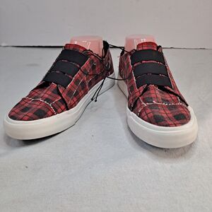 Blowfish Malibu Sneakers Womens Size 9 Slip-on Red/Black Buffalo Check Canvas